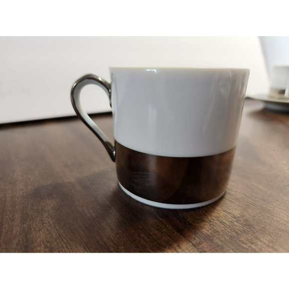 Vtg FF Japan (4) White w/Silver Expresso/Demitasse cups w/saucers Excellent! - Picture 4 of 16